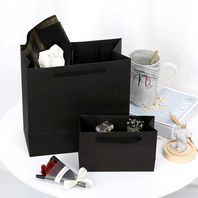 New Arrivals Paperbag Luxury Color Black Cardboard Goodies Business Gift Packaging Bag Custom Made Logo