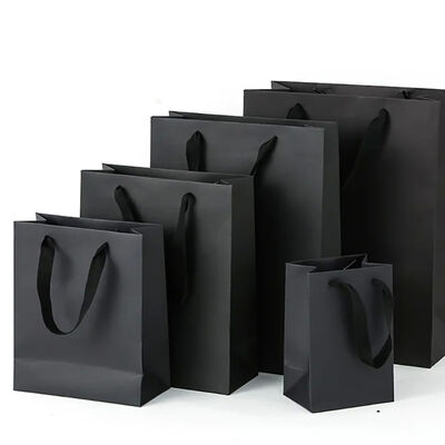 Wholesale black gift bags paper bags packaging clothing black cardboard printed LOGO tote bags