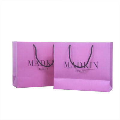 Purple paper gift bags mall rose light pink holographic cosmetic shopping paper bags with handles cute