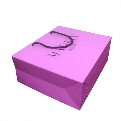 Customized printed iredescent taschen logo purple to go paper gift bags with handles
